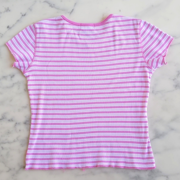 Limited Too 100% Cotton Short Sleeve Tee with Pink Stripes. - Picture 4 of 4